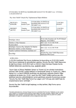 11 04 2014 Pay Alım Teklifi Yoluyla Pay Toplanmasına
