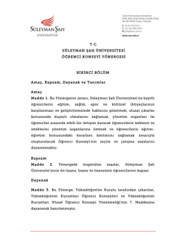 Öğrenci Konseyi Yönergesi - Süleyman Şah Üniversitesi