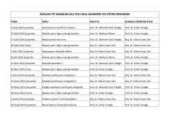 2014-2015 Akademik Yılı Eğitim Programı