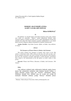 Modern Arap Edebiyatında Kadın Yazarların Doğuşu