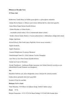 Bilinmeyen Beyoğlu Turu 15 Nisan ,Salı Rehberimiz Tend&uuml; Meri&ccedil; ile