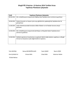 Bing&ouml;l PİE 09-13 Haziran Haftalık İş Programı