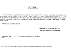 DUYURU - Afyonkarahisar Valiliği