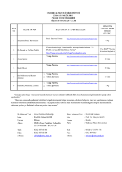 PYO Hizmet Standartları - Ziraat Fak&uuml;ltesi