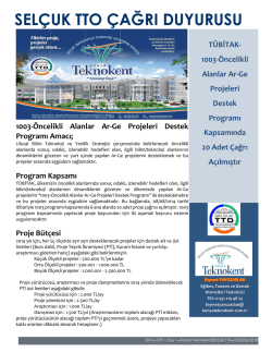 1003-&Ouml;ncelikli Alanlar Ar-Ge Projeleri Destek Programı Kapsamında