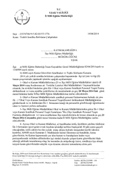 T.C. UŞAK VALILIGl Il Milli Eğitim M&uuml;d&uuml;rl&uuml;ğ&uuml; Sayı :23374746