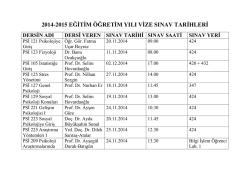2014-2015 eğitim &ouml;ğretim yılı vize sınav tarihleri