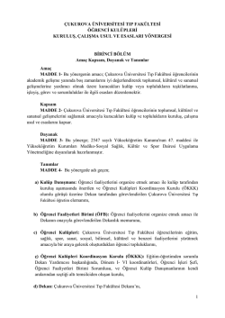 &Ouml;ĞRENCİ KUL&Uuml;PLERİ Y&Ouml;NERGESİ - &Ccedil;ukurova &Uuml;niversitesi Tıp