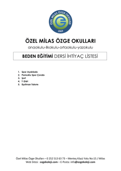 Beden Eğitimi İhtiyaç Listesi