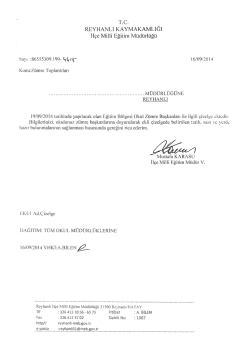 REYHANLI KAYMAKAMLIĞI İl&ccedil;e Milli Eğitim M&uuml;d&uuml;rl&uuml;ğ&uuml;