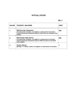 Dinamik RDS Sistemleri İhtiyac Listesi