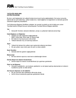 Start Yachting Course Syllabus YAT&Ccedil;ILIĞA BAŞLAMA EĞİTİM
