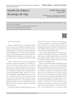 Karanfil Otu Kullanım Bozukluğu: Bir Olgu