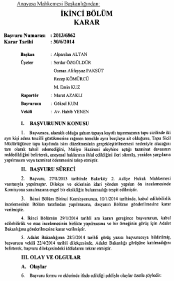 Anayasa Mahkemesinin 30/6/2014 Tarihli ve 2013