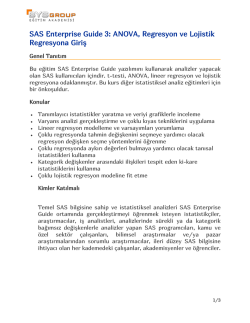 SAS Enterprise Guide 3: ANOVA, Regresyon ve Lojistik