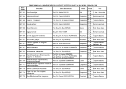 2013-2014 bahar d&ouml;nemi lisans&uuml;st&uuml; eğitim haftalık ders programı