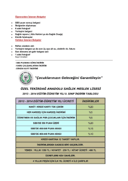 Kayıt ve Eğitim &Uuml;cretleri