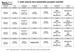 7. sınıf aralık 2014 akademik &ccedil;alışma takvimi