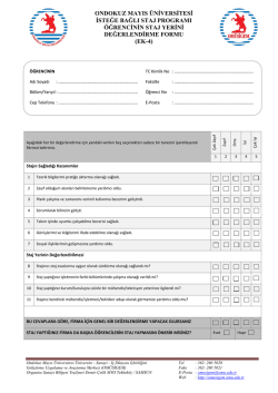 &Ouml;ğrencinin Staj Yerini Değerlendirme Formu