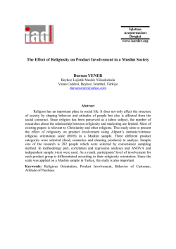 The Effect of Religiosity on Product Involvement in a Muslim Society