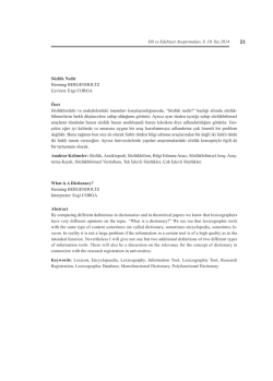 Dil ve Edebiyat Araştırmaları, S. 10, Yaz 2014 S&ouml;zl&uuml;k Nedir Heninng