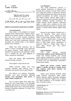 11.04.2014 - beden sağlığının ruhumuza etkisi