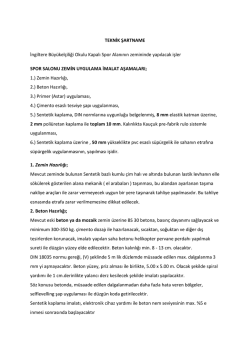 TEKNİK ŞARTNAME İngiltere B&uuml;y&uuml;kel&ccedil;iliği Okulu Kapalı Spor