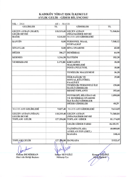 2014 Mayıs Ayı Bilan&ccedil;osu