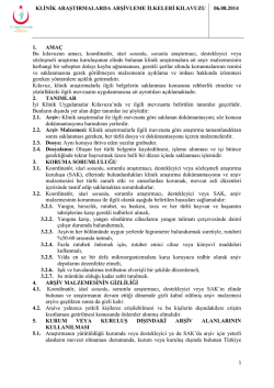 Klinik Araştırmalarda Arşivleme İlkeleri Kılavuzu