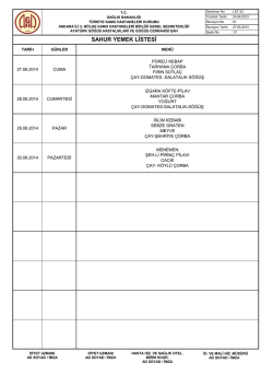SAHUR YEMEK LİSTESİ