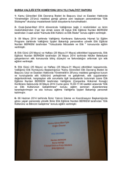 İl Etik Komisyonu 2014 Yılı Faaliyet Raporu