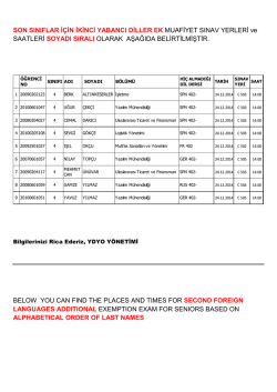 SON SINIFLAR İ&Ccedil;İN İKİNCİ YABANCI DİLLER EK MUAFİYET SINAV