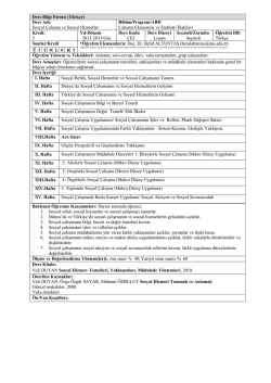 Ders Adı: Sosyal Çalışma ve Sosyal Hizmetler Bölüm/Program/ABD