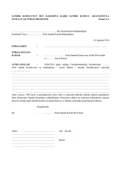 SANDIK KURULUNUN RET KARARINA KARŞI SANDIK KURULU