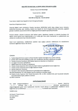 kALE KİLİT vE kALıı&rsaquo; sAN. A.ş.GENEL KuRuı. ToPLANTıYA &ccedil;AĞRı
