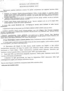 REYHANLİ TAPU MÜDÜRLÜĞÜ İŞLEM BİLGİLENDİRME NOTU