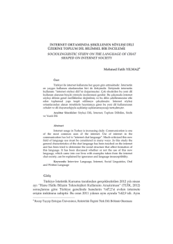 internet ortamında şekillenen s&ouml;yleşi dili &uuml;zerine