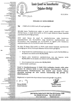 2014/62 - Yapılandırma S&uuml;re Uzatımı