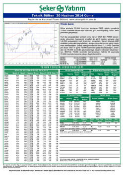 Teknik Bülten 20 Haziran 2014 Cuma