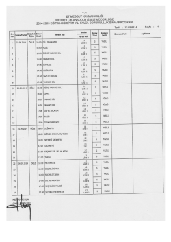 Eyl&uuml;l 2014 Sorumluluk Sınav Takvimi