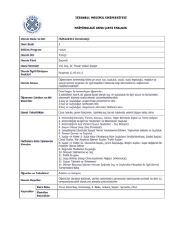 istanbul medipol üniversitesi kriminoloji ders çıktı tablosu