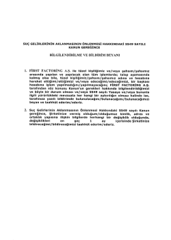 su&ccedil; GELİRLERİNİN AKLANMASININ &ouml;NLıauıııMEsİ HAKKINDAKİ