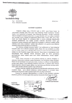 Turist Rehberleri Birliği Genel Sekreterliğinin 09.04.2014 tarih 548