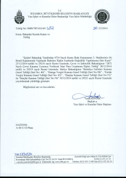 Tebliğ No-452 - İstanbul B&uuml;y&uuml;kşehir Belediyesi