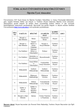 Türk-Alman Üniversitesi Öğretim Üyesi Alım İlanı
