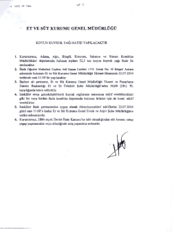 ET vE s&Uuml;T KURUMU GENEL M&Uuml;D&Uuml;RL&Uuml;Ğ&Uuml;