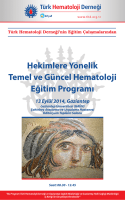 Hekimlere Y&ouml;nelik Temel ve G&uuml;ncel Hematoloji Eğitim Programı