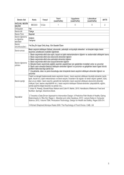 Dersin Adı Kodu Yarıyıl Teori (saat/hafta) Uygulama (saat/hafta