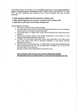 13.10.2014 tarihinde saat 10.00 - i.&Uuml;. Fen Fak&uuml;ltesi Astronomi ve
