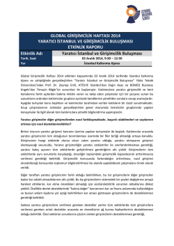 GLOBAL GİRİŞİMCİLİK HAFTASI 2014 YARATICI İSTANBUL VE
